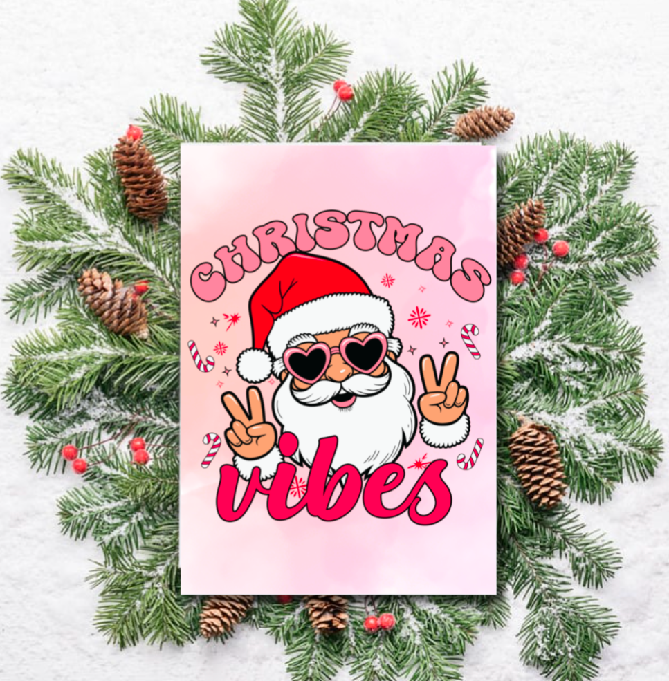 Christmas Vibes Card – Cool Santa Retro Festive Design