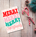Merry Merry Merry Christmas Card – Retro Colourful Festive Design
